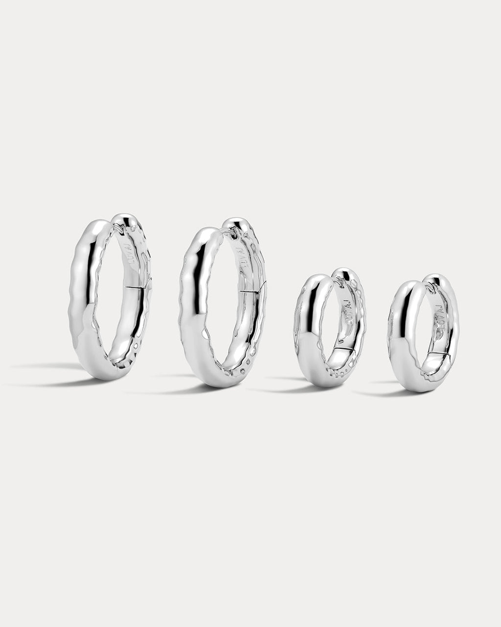 Liquid Metal Hoops Set in Silver — alternate view