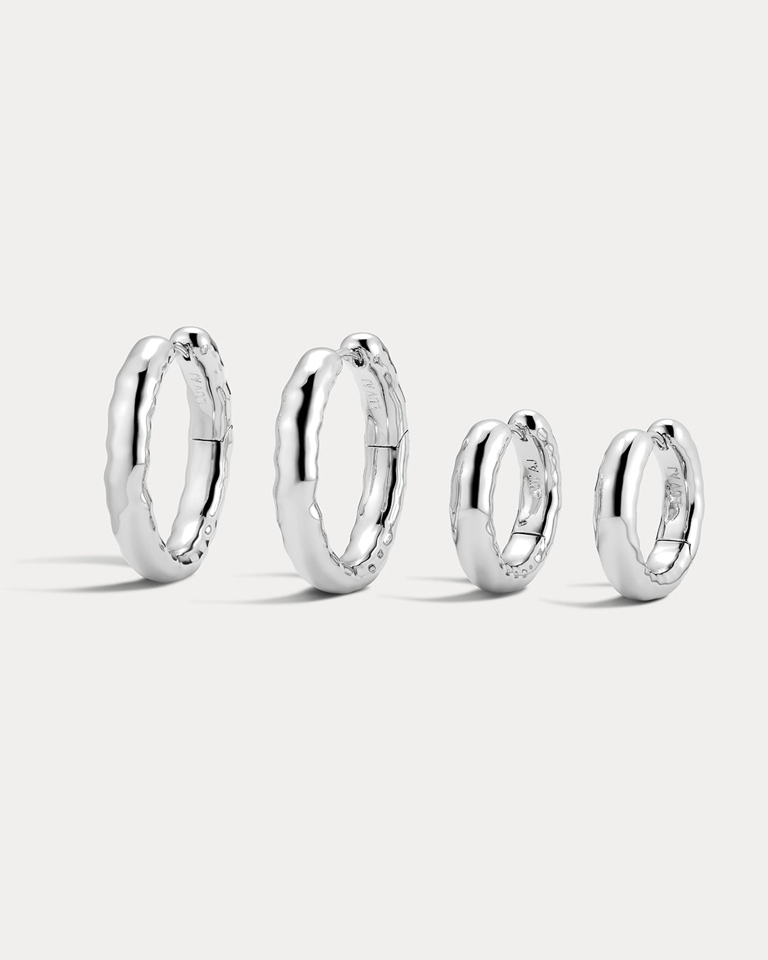 Liquid Metal Hoops Set in Silver — alternate view