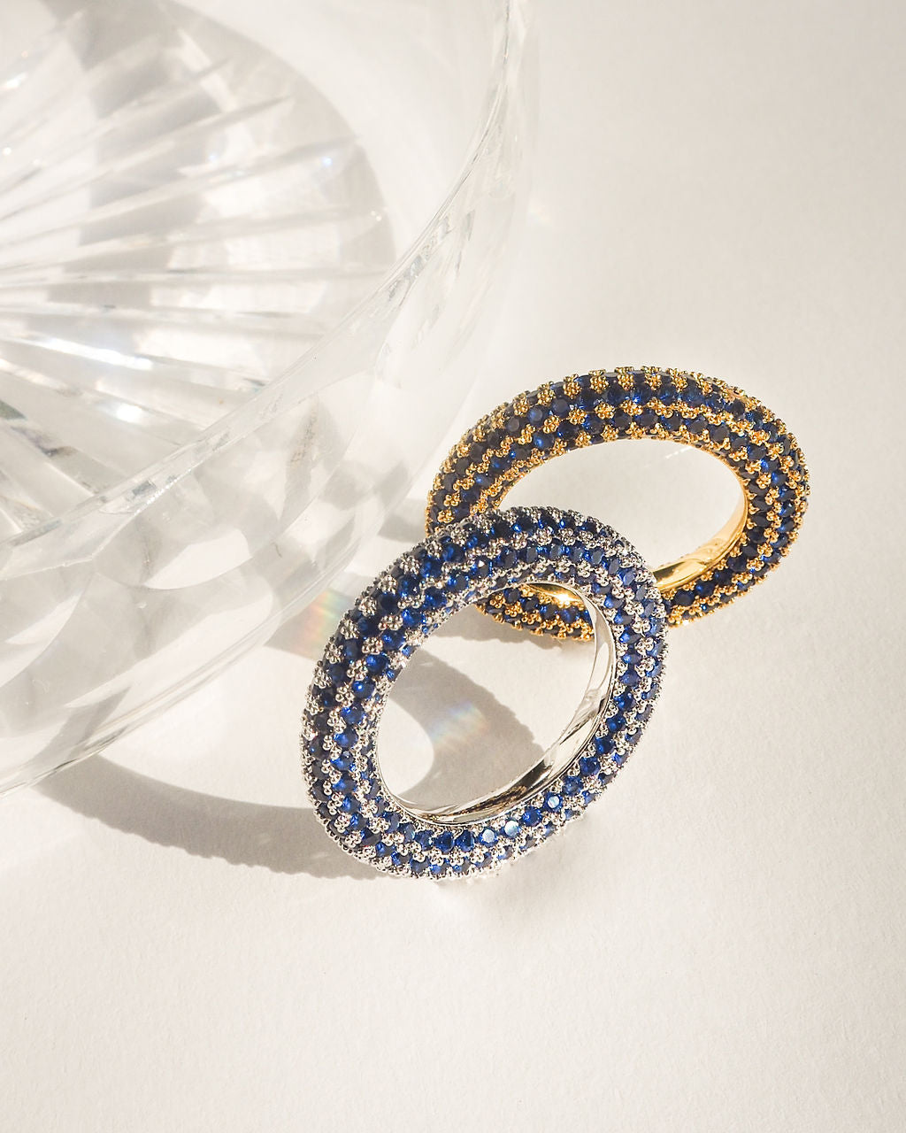 Pavé Amalfi Ring - Blue Sapphire - Silver — alternate angle