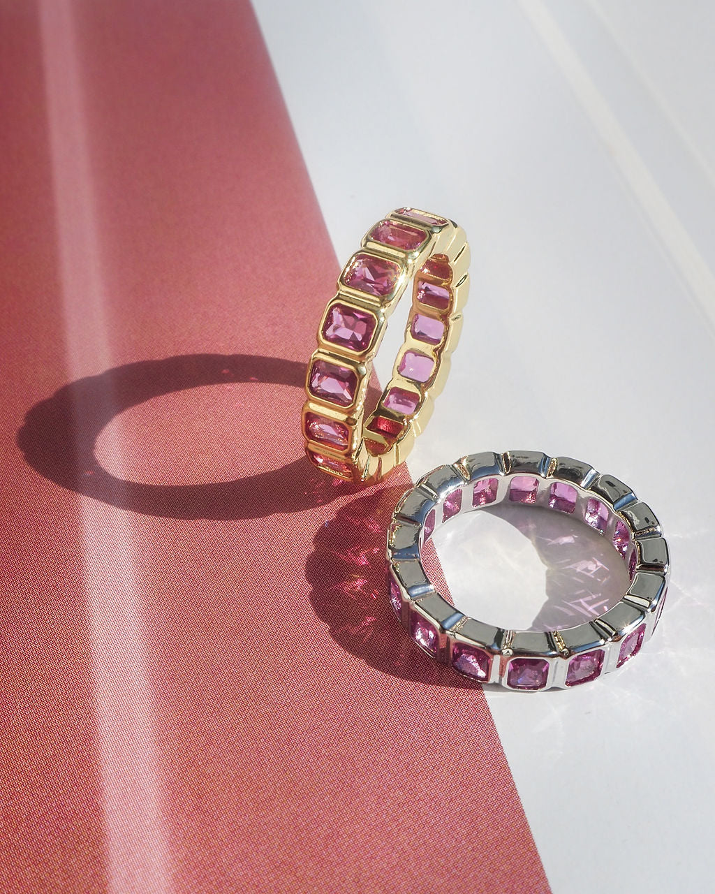 Bezel Emerald Ballier Ring - Pink - Silver — detail view