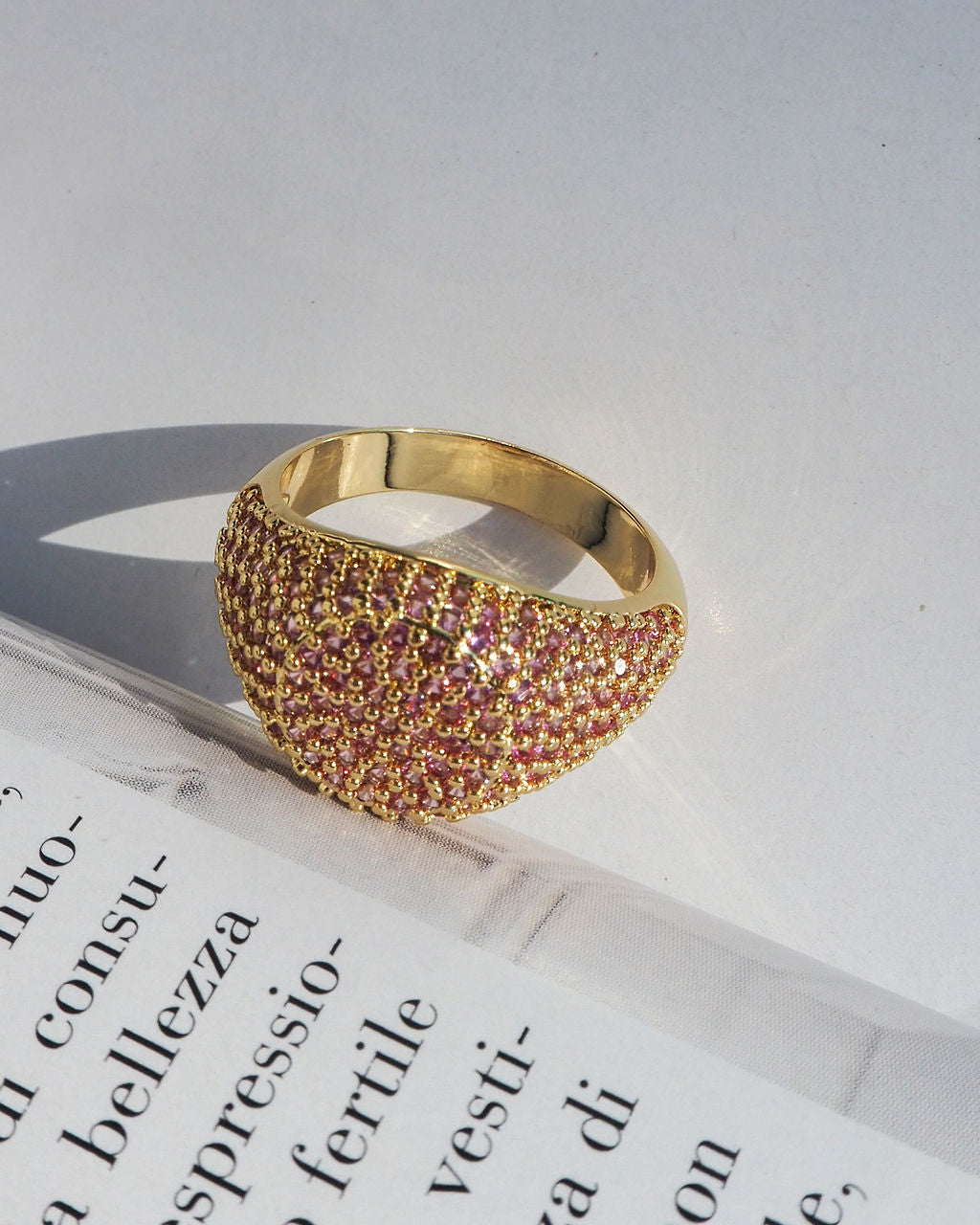 Pavé Signet Ring - Pink - Silver — alternate view