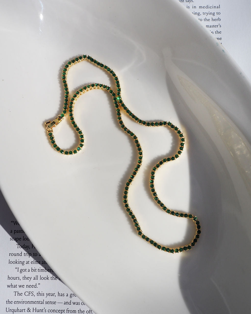 Mini Ballier Necklace - Emerald Green - Silver — another angle