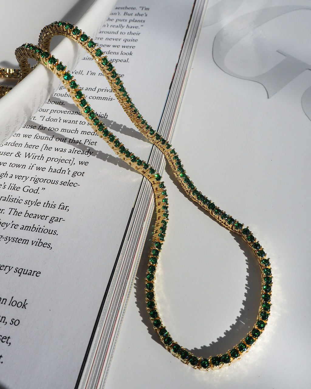 Mini Ballier Necklace - Emerald Green - Silver — detail view