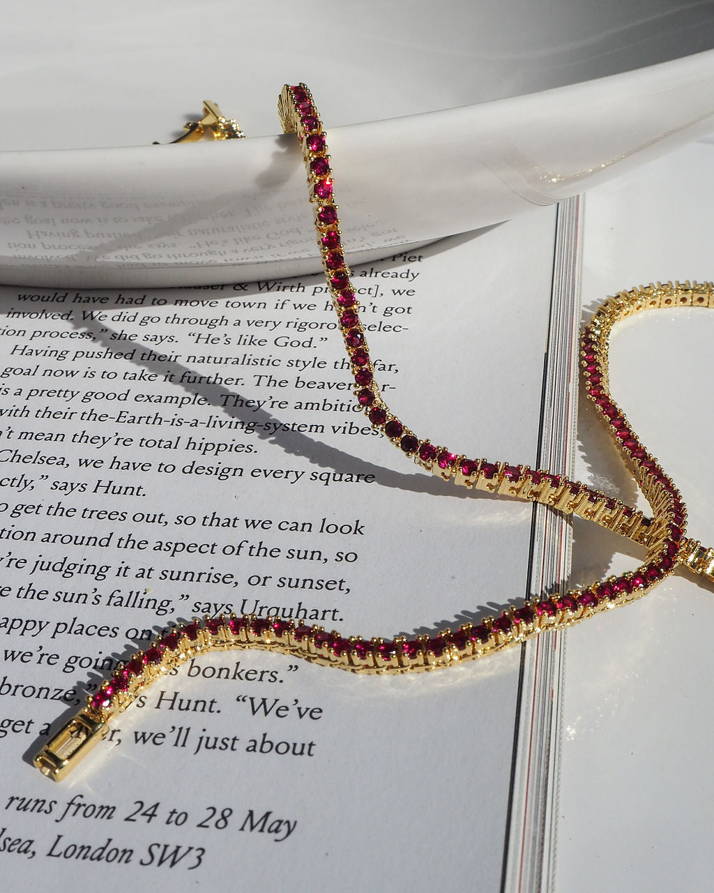 Mini Ballier Necklace - Ruby Red - Silver — detail view