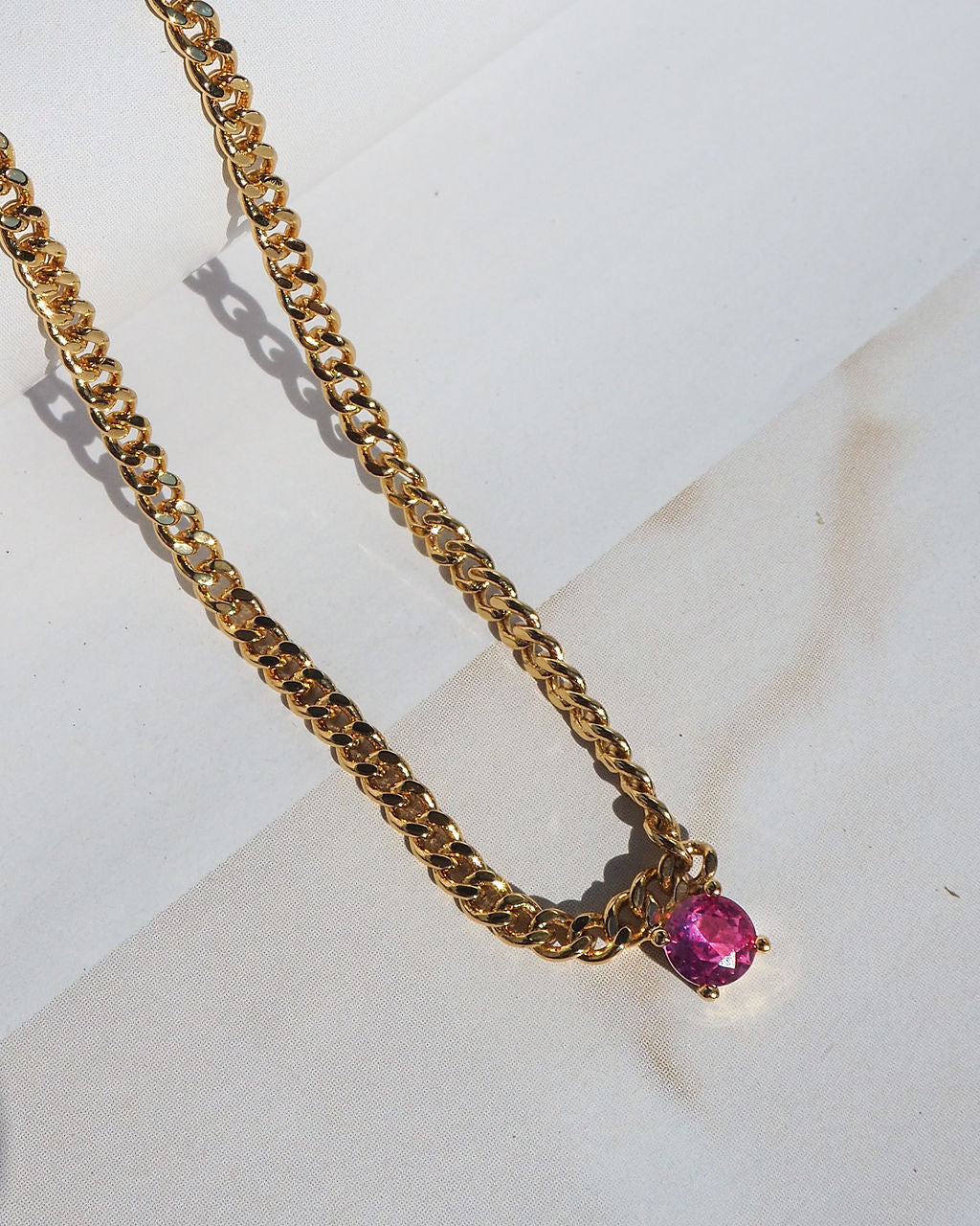 Bardot Stud Necklace - Pink - Gold — detail view