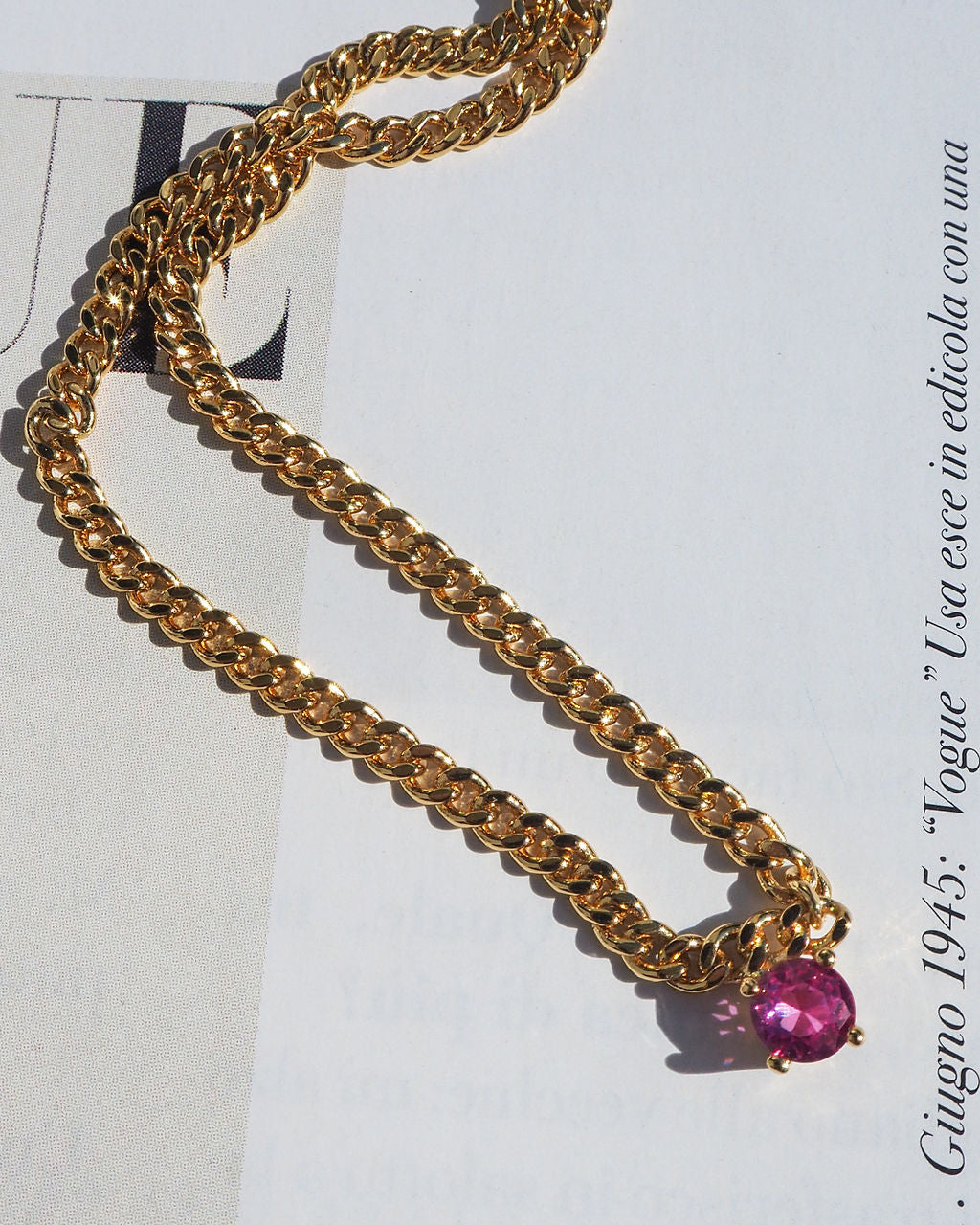 Bardot Stud Necklace - Pink - Silver — detail view