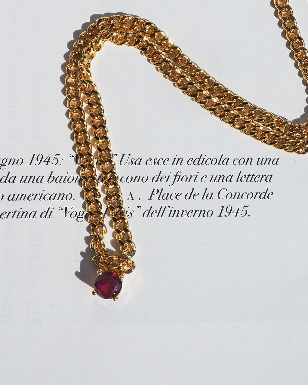 Bardot Stud Necklace - Ruby Red - Silver — detail view
