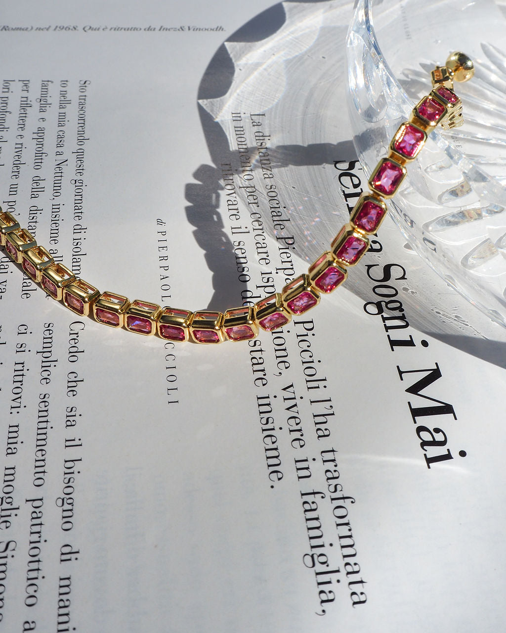 Bezel Emerald Ballier Bracelet - Pink - Gold — alternate angle
