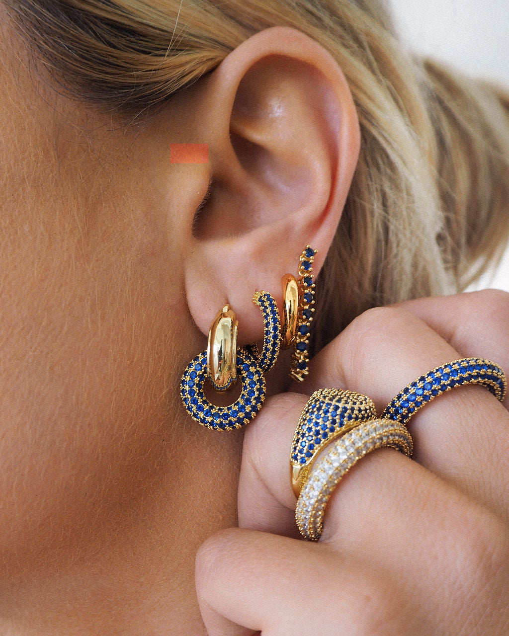 Ballier Chain Studs - Blue Sapphire - Silver — alternate view