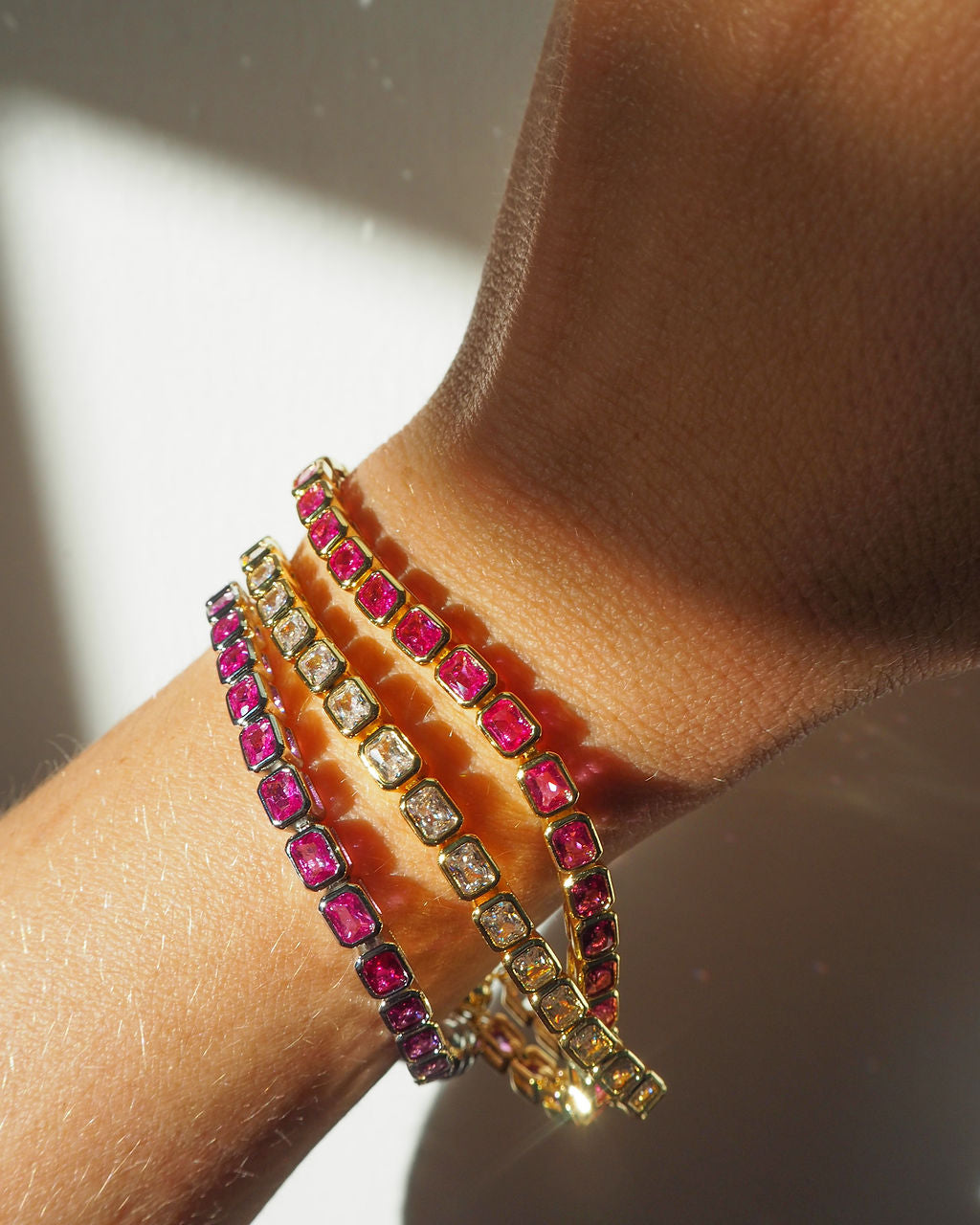 Bezel Emerald Ballier Bracelet - Pink - Gold — alternate view
