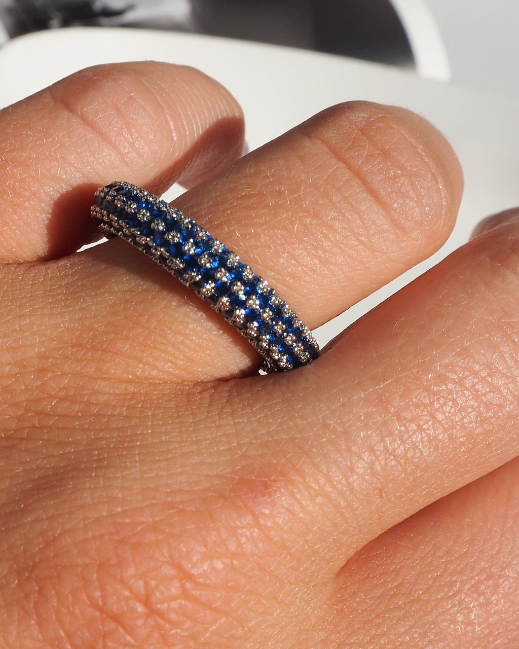 Pavé Amalfi Ring - Blue Sapphire - Silver — alternate view