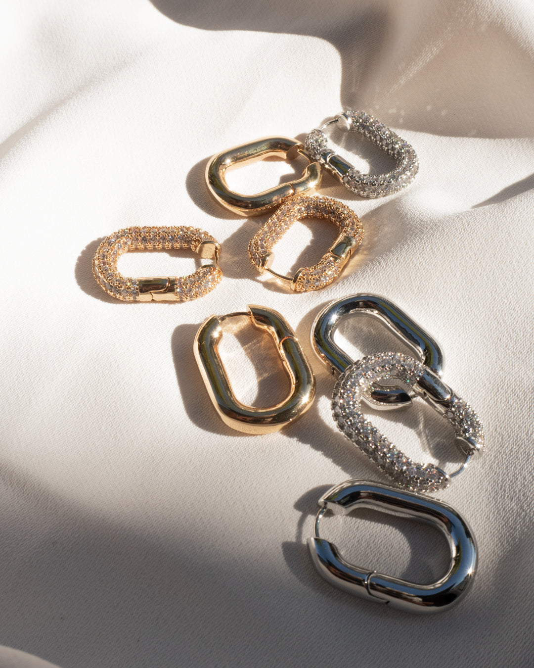 XL Chain Link Hoops - Silver — alternate view 2 2