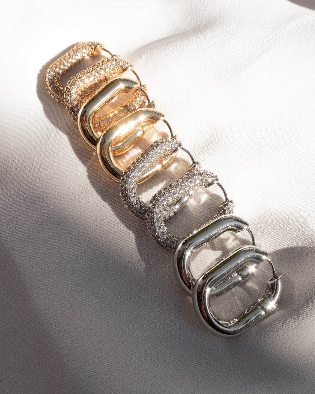 XL Chain Link Hoops - Silver — detail view 2