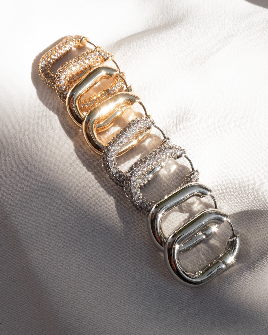 XL Chain Link Hoops - Silver — detail view 2