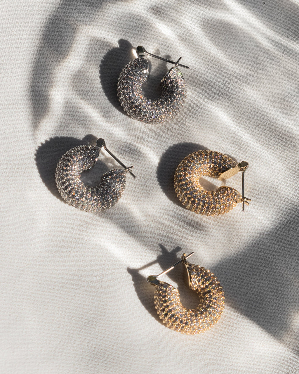 Pave Mini Donut Hoops- Gold — alternate view 2
