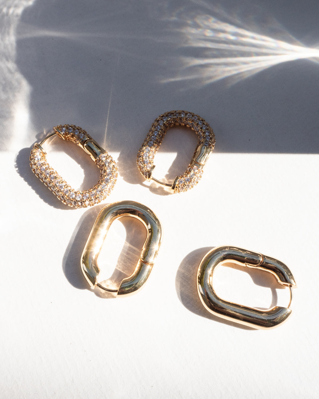 XL Chain Link Hoops - Gold — another angle
