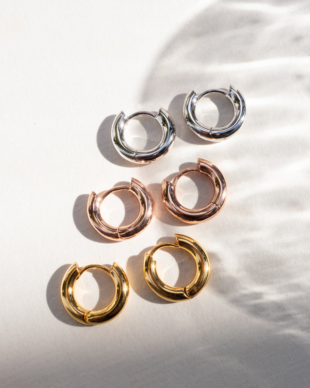Plain Amalfi Huggies - Rose Gold - Earrings — alternate view