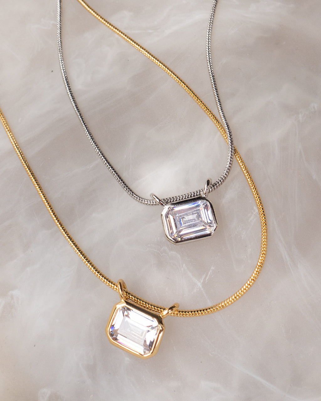 Brigitte Bezel Charm Necklace - Gold — detail view