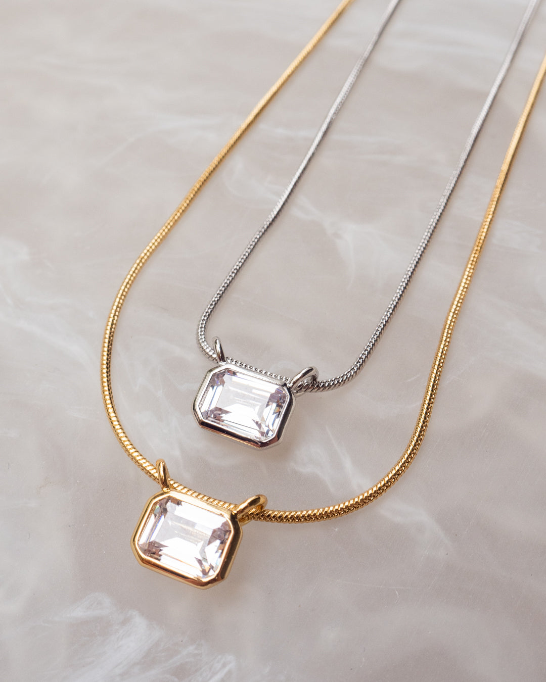 Brigitte Bezel Charm Necklace - Gold — alternate angle