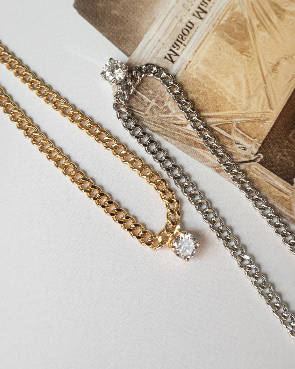Bardot Stud Charm Necklace - Gold — another angle