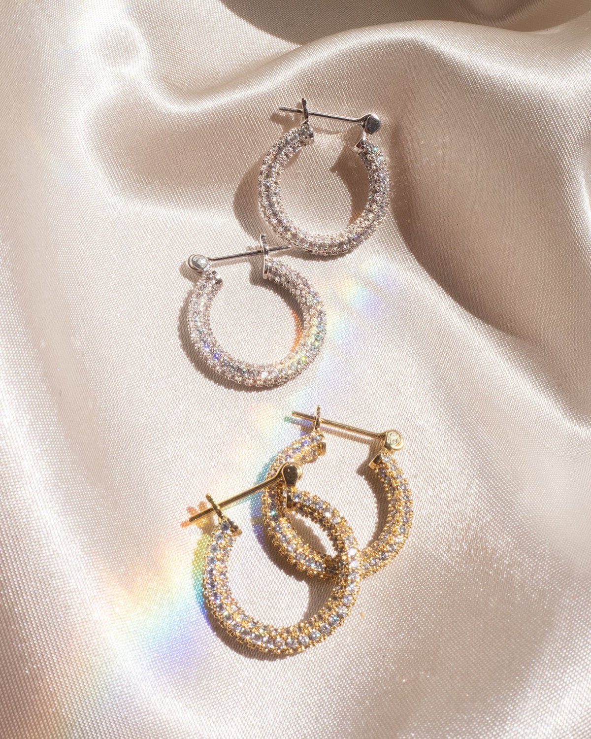 Pavé Baby Skinny Amalfi Hoops - Gold — alternate view