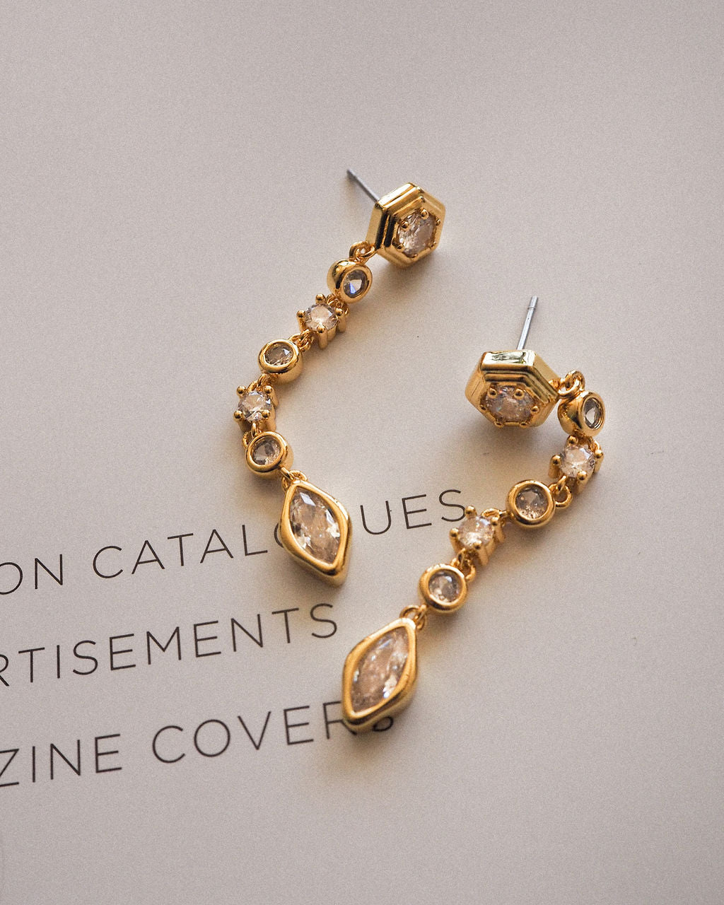 Stellar Bezel Drop Studs - Gold - Earrings — detail view 2