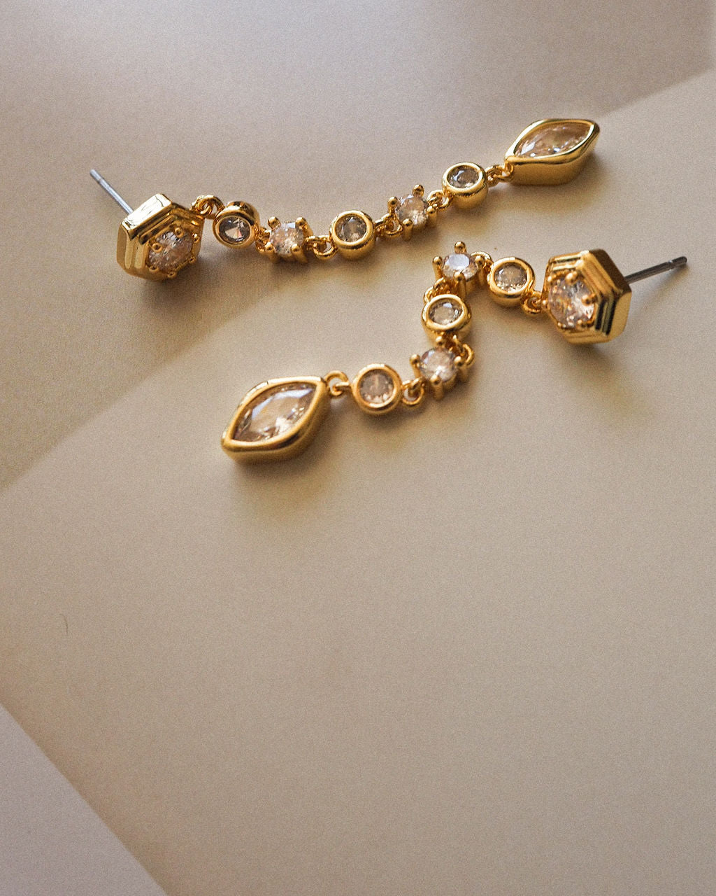 Stellar Bezel Drop Studs - Silver - Earrings — alternate angle