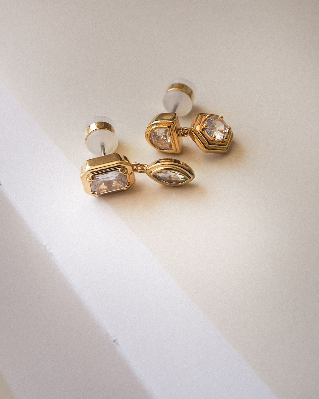Stellar Bezel Studs Set - Gold - Earrings — alternate angle