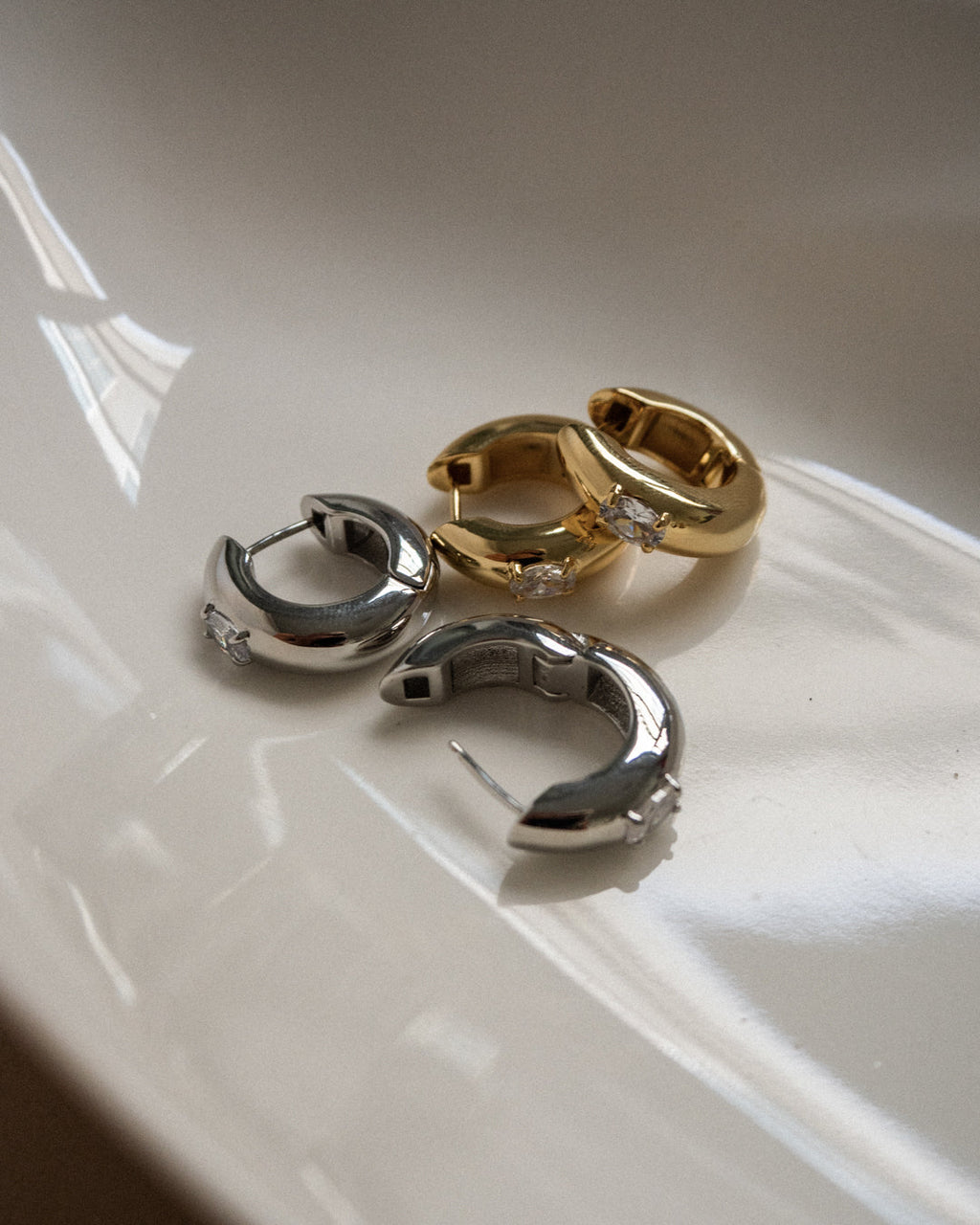 Stone Orb Hoops - Gold — alternate view 2