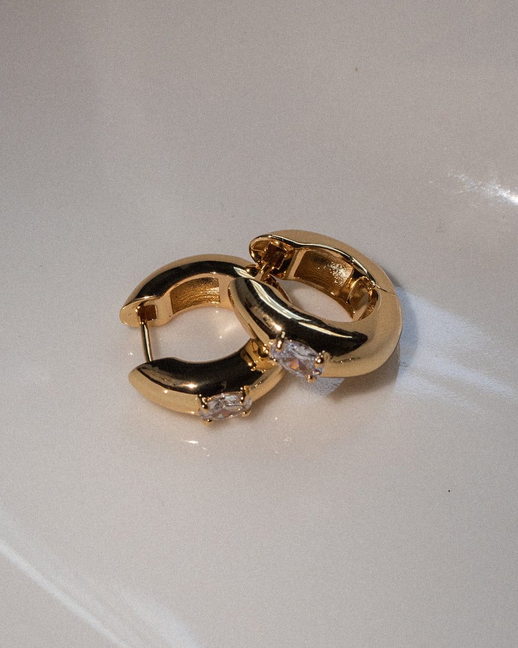 Stone Orb Hoops - Gold — detail view