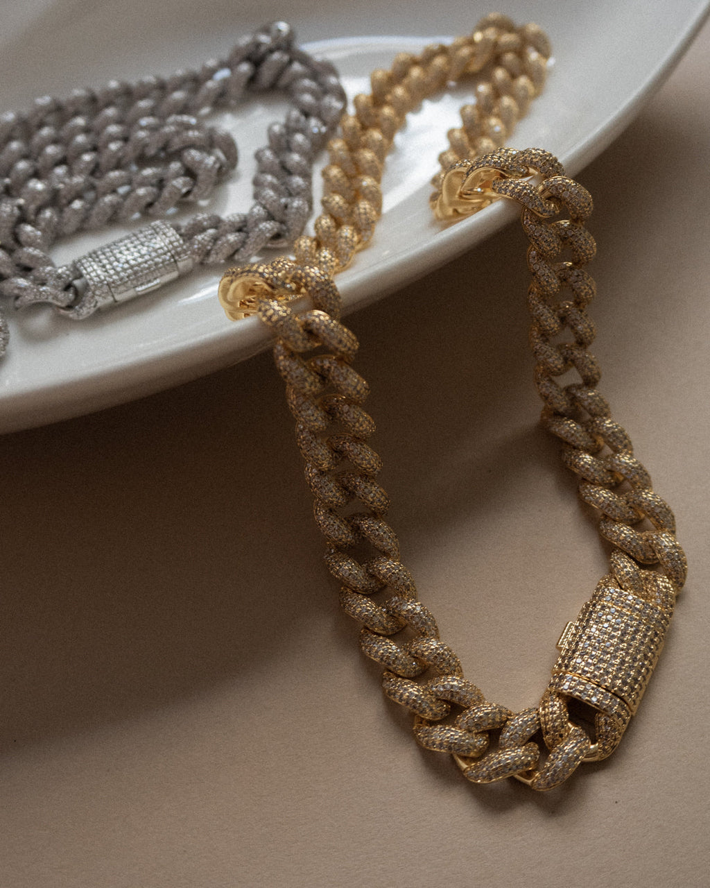 Pavé Cuban Link Necklace - Gold — another angle