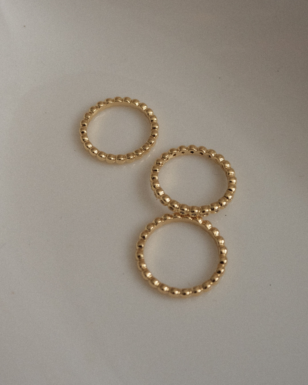 Beaded Diamonte Ring Set - Silver — alternate angle