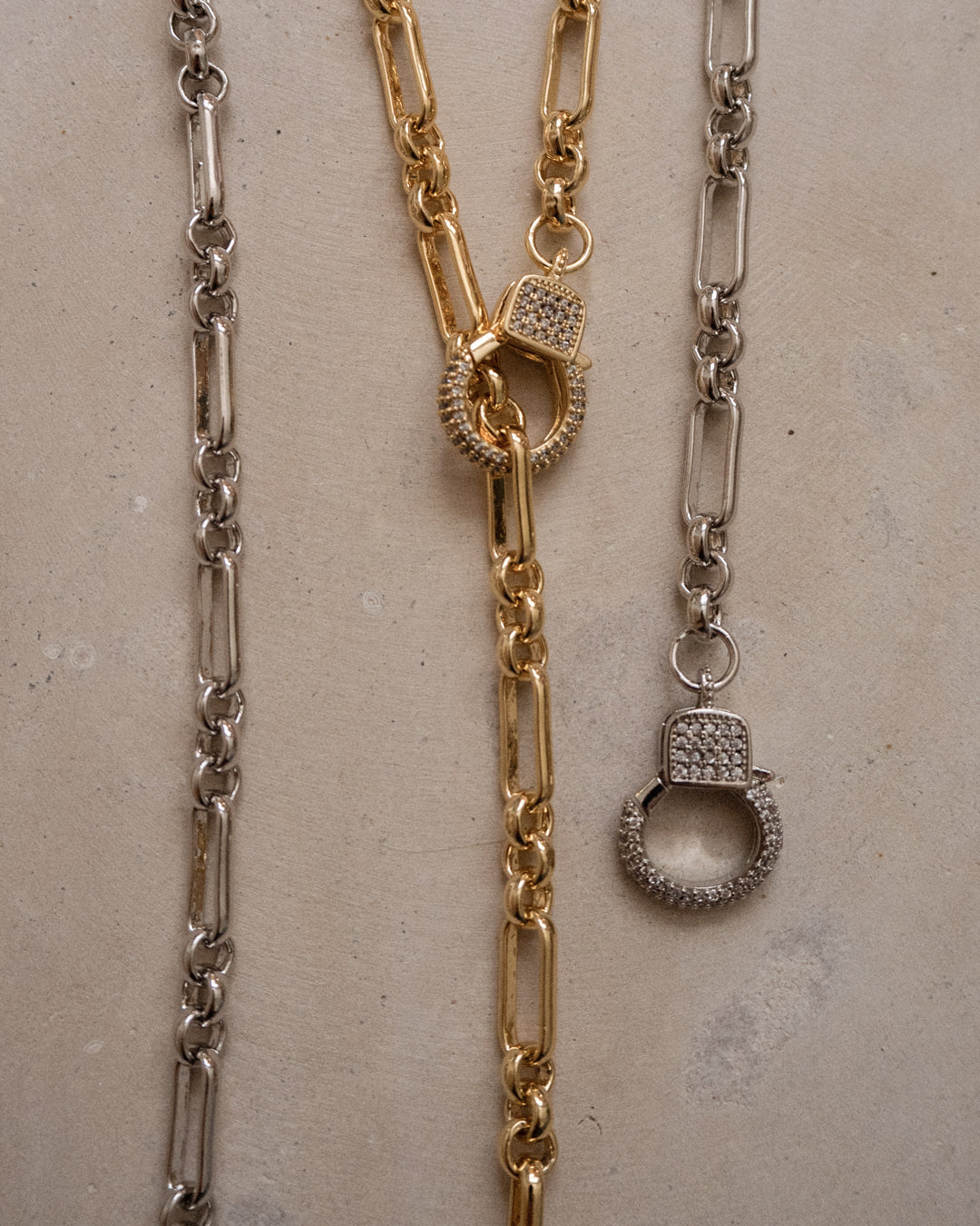 Pavé Clasp Lariat - Gold - Necklaces — detail view