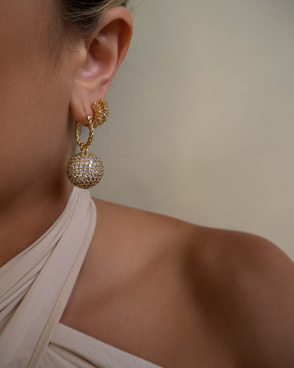 Diamond Bijoux Huggies - Silver - Earrings — alternate angle