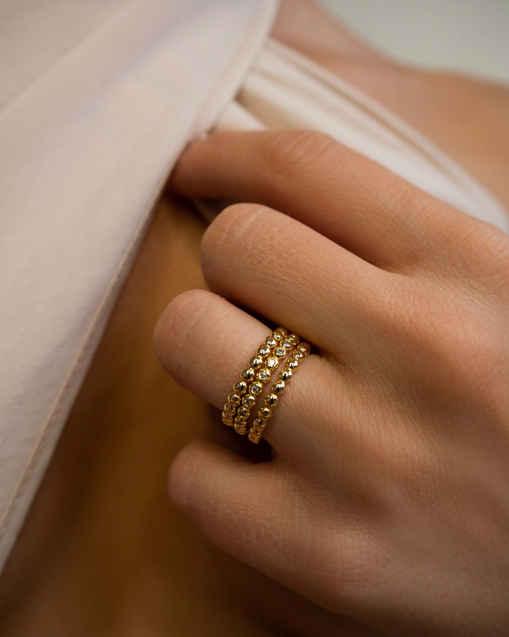 Beaded Diamonte Ring Set - Silver — alternate view 2