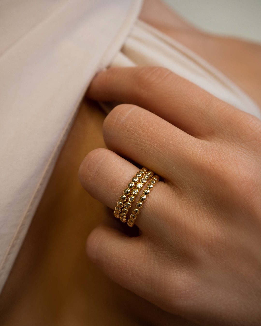 Beaded Diamonte Ring Set - Silver — alternate view 2