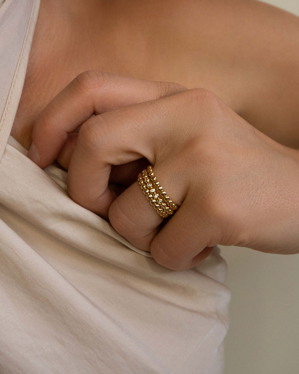 Beaded Diamonte Ring Set - Silver — alternate view 2