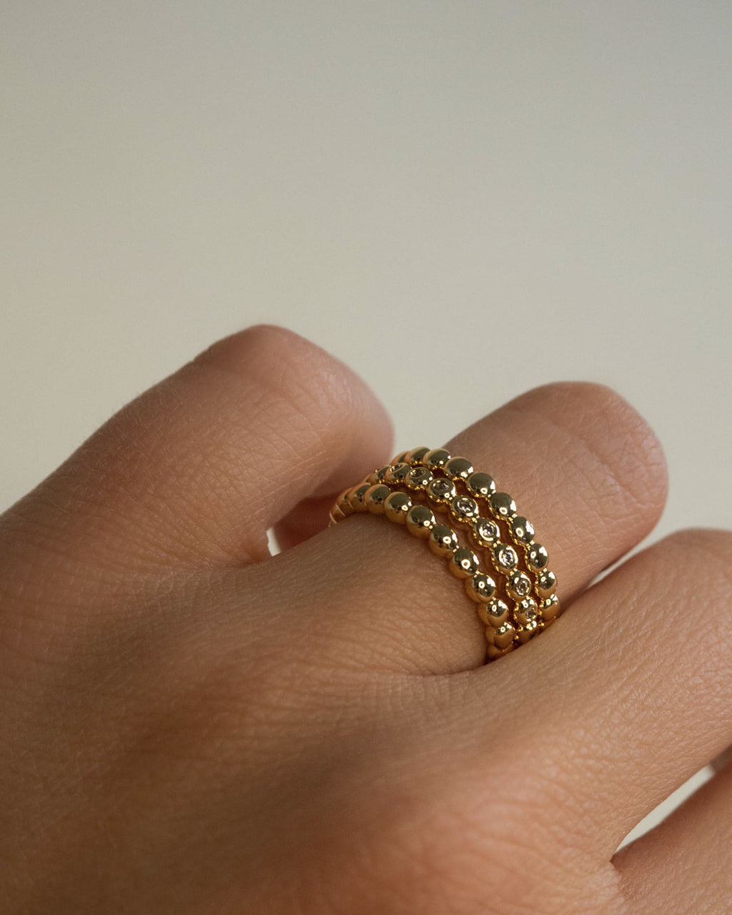 Beaded Diamonte Ring Set - Silver — alternate view
