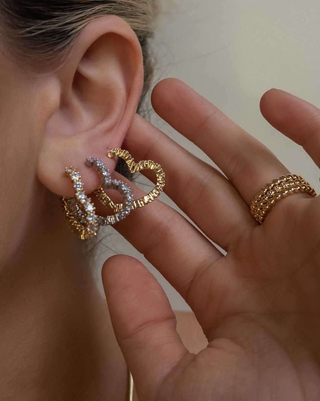 Diamond Heart Bijoux Hoops - Gold — detail view 2