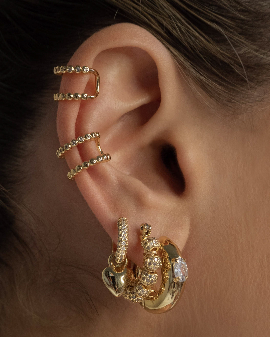 Stone Orb Hoops - Gold — another angle