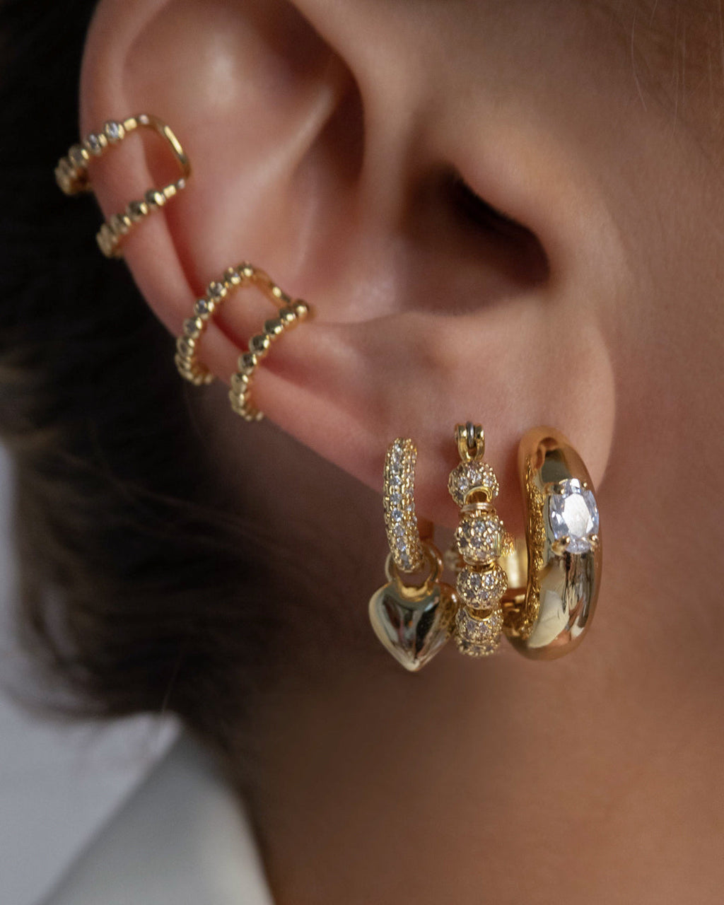 Stone Orb Hoops - Silver — alternate angle