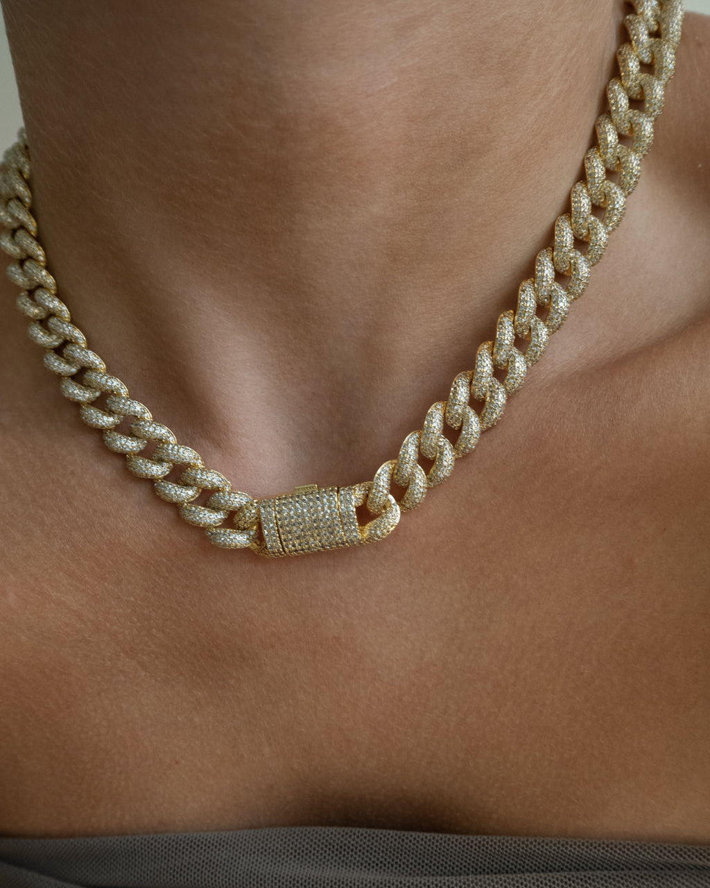 Pavé Cuban Link Necklace - Silver — alternate view