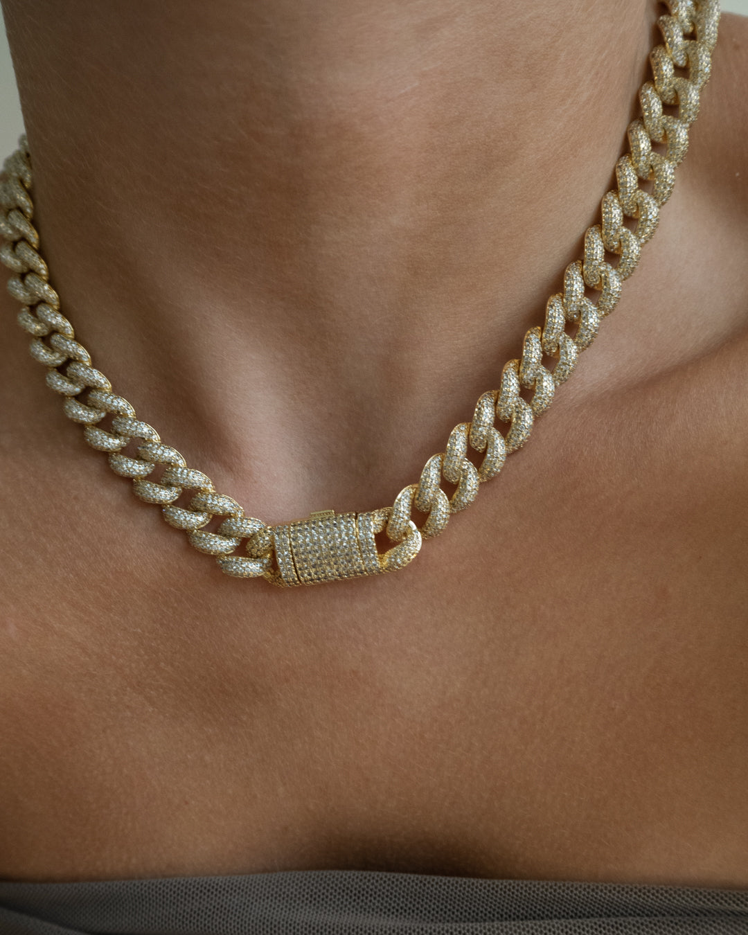 Pavé Cuban Link Necklace - Silver — alternate view