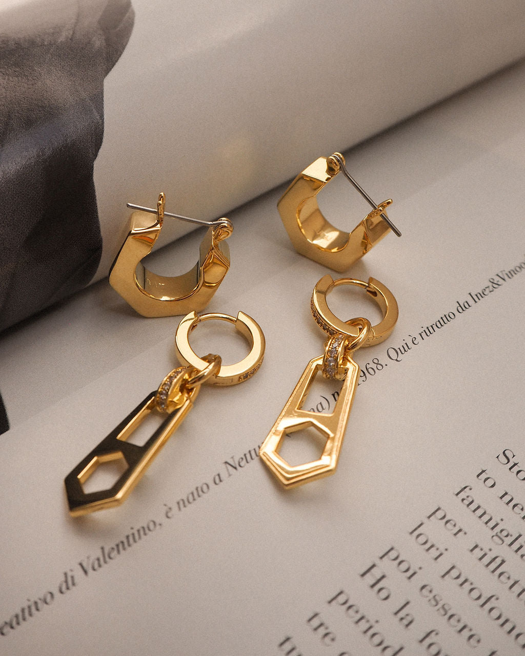 Zipper Hoops - Gold — alternate view 2