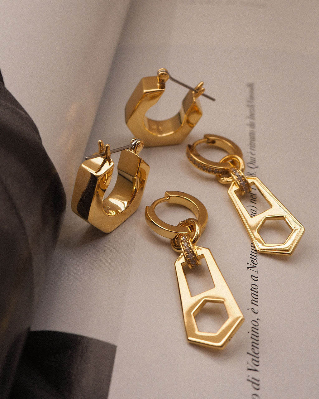 Zipper Hoops - Gold — alternate view 2