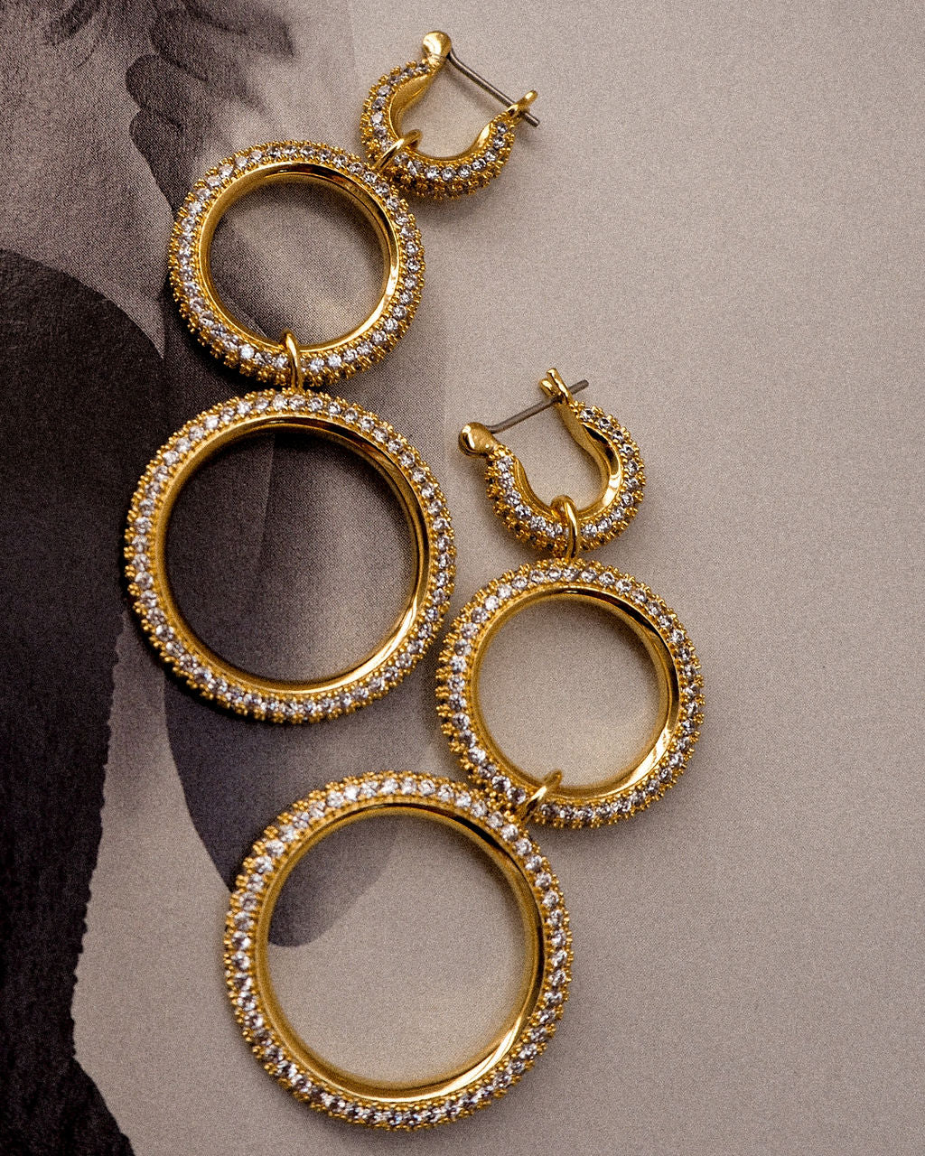 Triple Pavé Hoops - Gold — alternate view 2