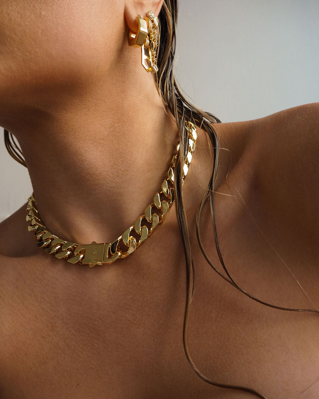 Stellar Bezel Double Studs - Gold - Earrings — alternate view 2