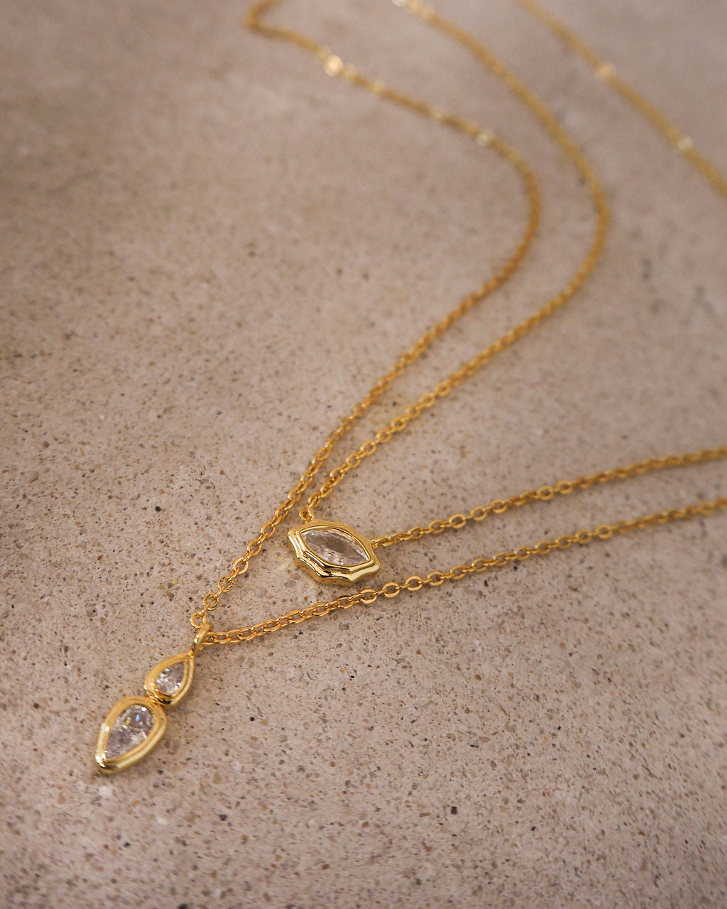 Stellar Bezel Charm Necklace Set - Silver — another angle