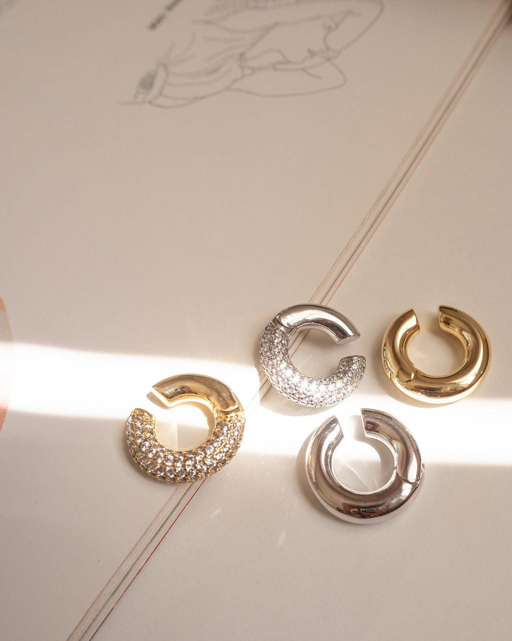 Amalfi Ear Cuff - Silver - Earrings — detail view