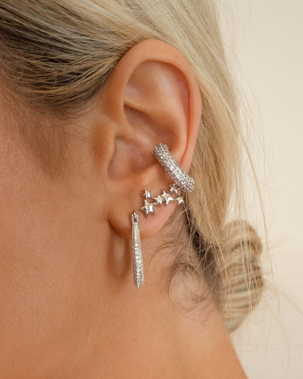 Pavé Amalfi Ear Cuff - Silver - Earrings — another angle